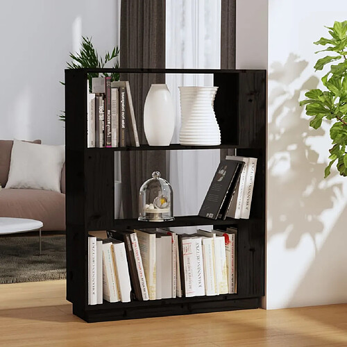 vidaXL Bibliothèque/Séparateur de pièce Noir 80x25x101 cm Pin massif