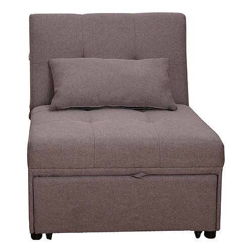 Alter Fauteuil lit simple, avec oreiller et matelas inclus, Pouf convertible en lit, en tissu rembourré, Fabriqué en Italie, 191x79h45 cm, Couleur gris tourterelle