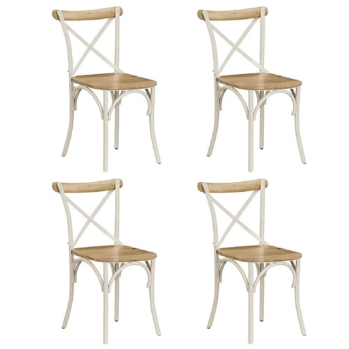 vidaXL Chaises à dossier croisé lot de 4 blanc bois de manguier massif