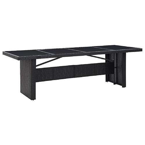 vidaXL Table de jardin Noir 240x90x74 cm Résine tressée et verre