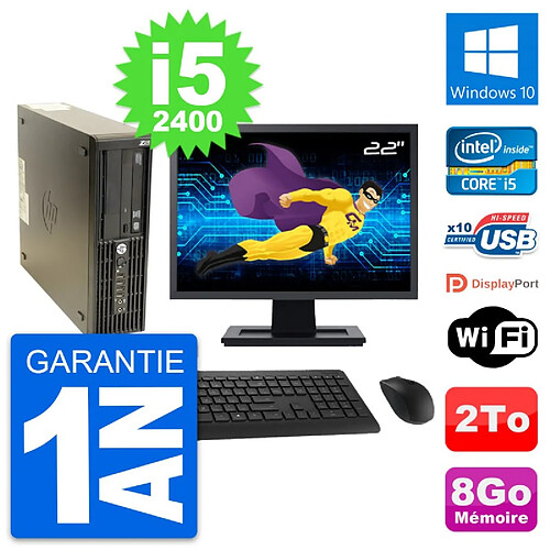 PC HP Z210 SFF Ecran 22" Intel Core i5-2400 RAM 8Go Disque 2To Windows 10 Wifi · Occasion