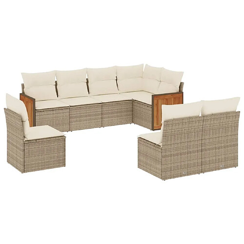 Maison Chic Salon de jardin avec coussins 8 pcs | Ensemble de Table et chaises | Mobilier d'Extérieur beige résine tressée -GKD37289