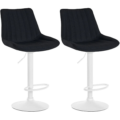 Non Lot de 2 tabourets de bar Toni tissu blanc