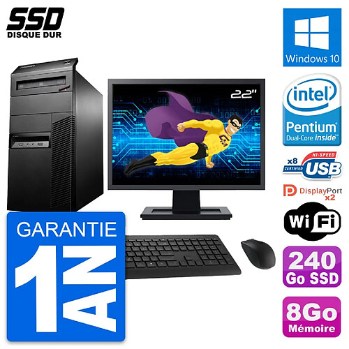 PC Tour Lenovo M93p Ecran 22" Intel G3220 RAM 8Go SSD 240Go Windows 10 Wifi · Occasion