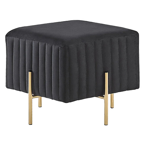 Beliani Pouf en velours noir 45 x 45 cm DAYTON