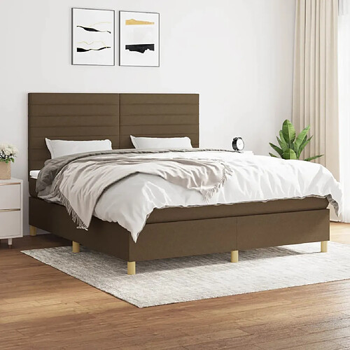 vidaXL Sommier à lattes de lit avec matelas Marron foncé 160x200 cm