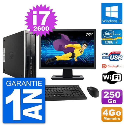 PC HP Compaq 6200 Pro SFF Ecran 22" i7-2600 RAM 4Go Disque 250Go Windows 10 Wifi · Occasion