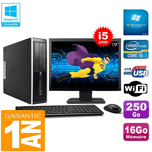 PC HP Compaq Pro 6300 SFF I5-2400 16Go 250Go Graveur DVD Wifi W7 Ecran 19" · Occasion