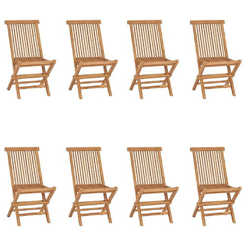 vidaXL Chaises pliables de jardin lot de 8 Bois de teck solide