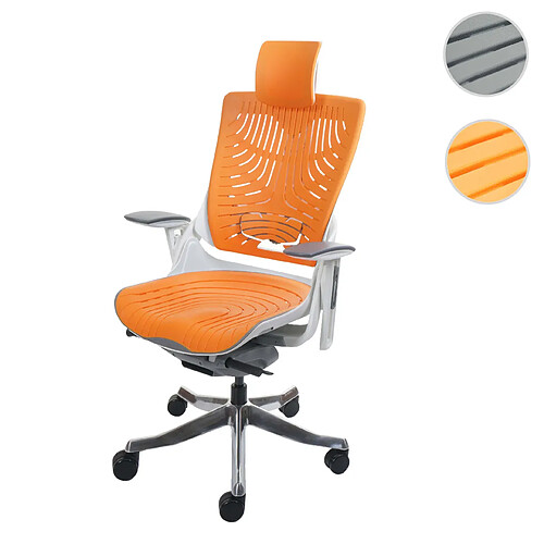 Mendler Chaise de bureau MERRYFAIR Wau 2b, chaise de bureau chaise pivotante, coque dure, ergonomique ~ orange