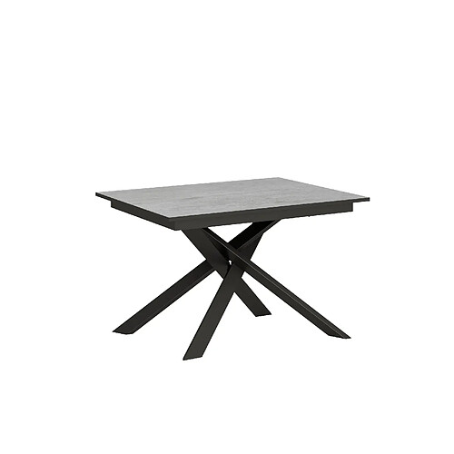 Itamoby Table Extensible Ganty 90x120/180 cm. Ciment bande de chante Anthracite cadre Anthracite