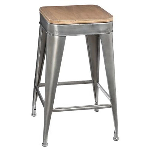 Pegane Tabouret de bar en métal coloris gris - Dim : L 38 x l 38 x H 59,9 cm