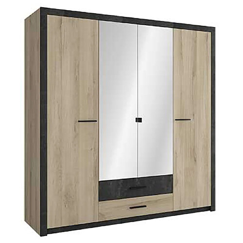 Pegane Armoire en panneaux de particules, chêne kronberg/sidewalk - Dim : 198 x 203,1 x 56,6 cm