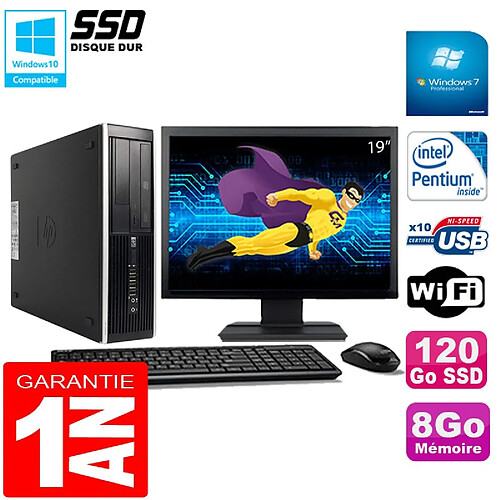 PC HP Compaq Pro 6300 SFF G630 RAM 8Go 120Go SSD Graveur DVD Wifi W7 Ecran 19" · Occasion