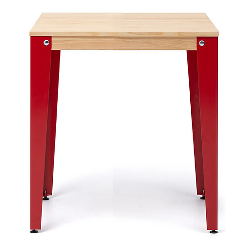 Ds Meubles Table bureau Lunds 70x70 Rouge-Naturel