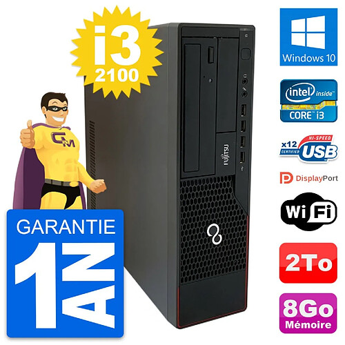 PC Fujitsu Esprimo E910 DT Intel i3-2100 RAM 8Go Disque Dur 2To Windows 10 Wifi · Occasion