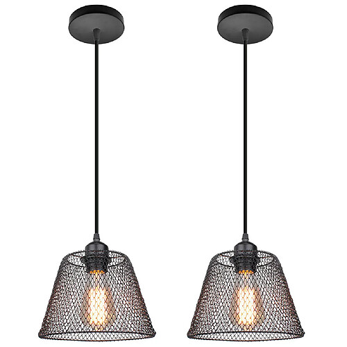 Stoex Lot de 2 Lustre Suspensions en forme de Cage 20cm Noir , Suspension Luminaire In