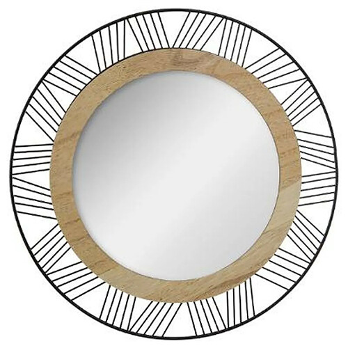 Miroir Rond en Métal & Bois Joe 45cm Noir