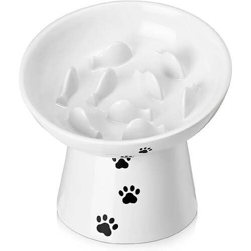 YYHY Y YHY Bol pour Chat en céramique de 15 cm/120 ML avec Alimentation Lente - Blanc