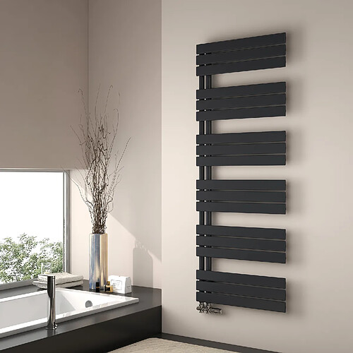 EMKE Radiateur Panneau, Sèche-serviette eau Chaude, Porte-Serviettes Pour Le Chauffage de la Salle de Bain, Chauffe Serviettes à Température Constante, 160x60cm, 958W, Noir