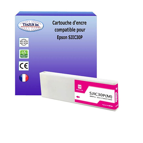 T3Azur Cartouche d'encre pigmentée compatible avec Epson SJIC30P (C33S020641/SJIC30P(M)) Magenta