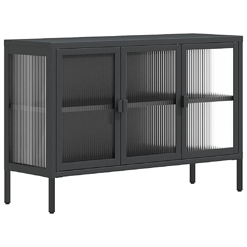 Maison Chic Commode Buffet - Meuble de rangement noir 105x35x70 cm verre et acier -GKD32868