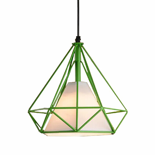 Stoex Suspension luminaire Lustre Abat-jour Industrielle forme Diamant E27 Vert pour Cuisine Salle à manger Salon Chambre Restaurant