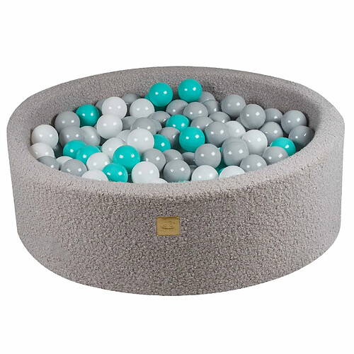 MEOWBABY Piscine à Balles pour Bébé - Rond 90x30cm avec 200 Balle, Boucle, Gris : Blanc/Gris/Turquoise