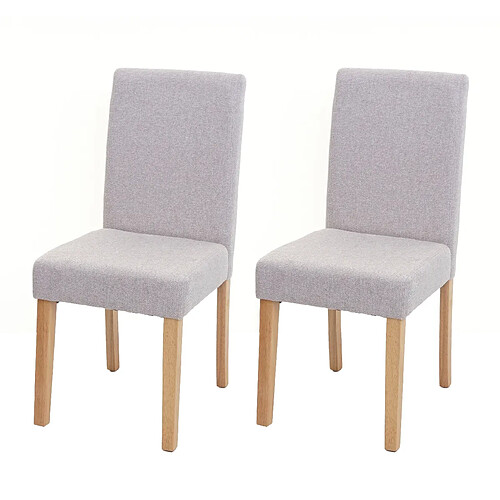 Decoshop26 Lot de 2 chaises de salle à manger en tissu gris pieds en bois massif laqué clairs CDS04461