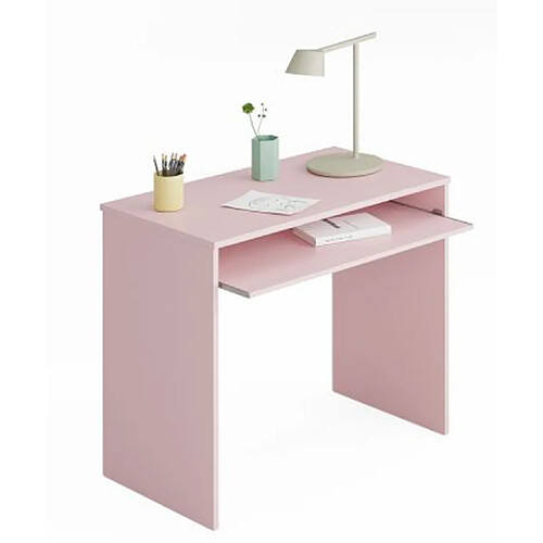 Pegane Table bureau pour ordinateur coloris rose - Dim : 79 x 90 x 54 cm