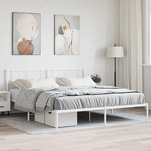 Maison Chic Lit adulte - Cadre de lit métal avec tête de lit,Structure du lit Contemporain pour chambre blanc 183x213 cm -MN33442