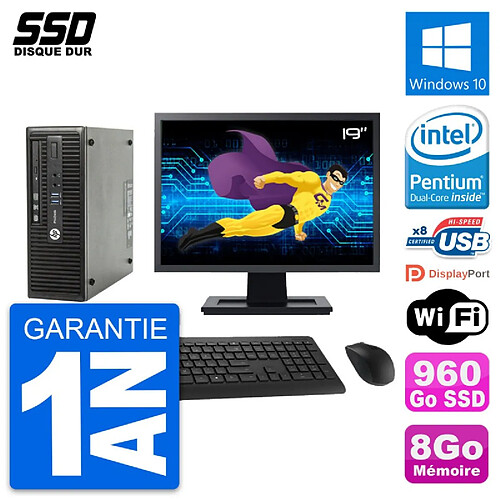 PC HP ProDesk 400 G3 SFF Ecran 19" G4400 RAM 8Go SSD 960Go Windows 10 Wifi · Occasion