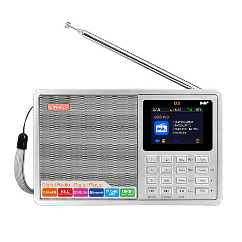 Universal Radio numérique FM stéréo/DAB radio multibande 2.4 TFT LCD écran couleur réveil 18650 LITHIUM ELECTROGRAMME