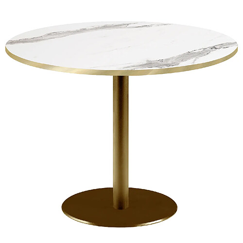 Restootab Table Ø120cm Rome bistrot marbre blanc