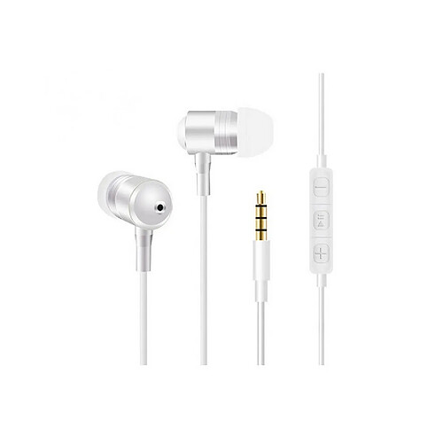 Shot Ecouteurs Metal pour OPPO Reno Z avec Micro et Telecommande Reglage Son Kit Main Libre INTRA-AURICULAIRE (BLANC)