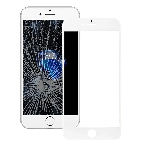 Wewoo Vitre blanc pour iPhone 7 Lentille extérieure en verre d'écran avant avec le cadre avant de d'affichage à cristaux liquides et l'adhésif optiquement clair d'OCA pièce détachée