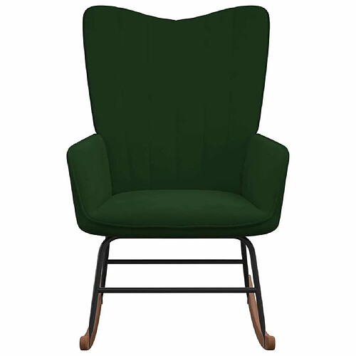 Maison Chic Chaise à bascule | Fauteuil Relax, design moderne Vert foncé Velours -GKD46755