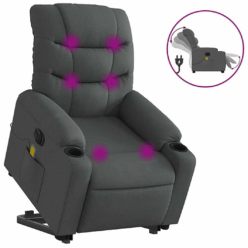 Maison Chic Fauteuil Relax pour salon, Fauteuil inclinable de massage électrique Gris foncé Tissu -GKD10321