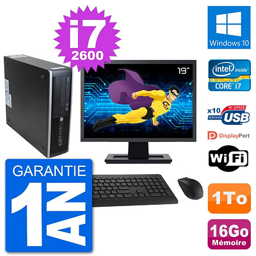 PC HP 8300 Elite SFF Ecran 19" Intel i7-2600 RAM 16Go Disque 1To Windows 10 Wifi · Occasion