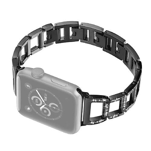 Wewoo Bracelet de montre en acier inoxydable coloré avec diamants pour Apple Watch séries 5 et 4 44 mm / 3 et 2 et 1 42 mm Noir