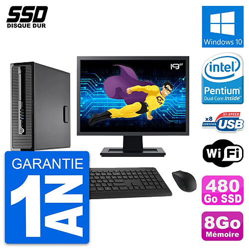 PC HP ProDesk 400 G1 SFF Ecran 19" Intel G3220 RAM 8Go SSD 480Go Windows 10 Wifi · Occasion