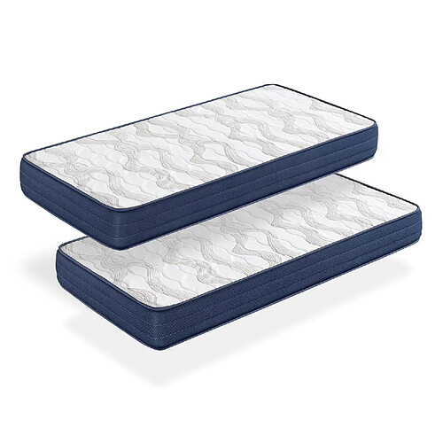 Dormalit Matelas 80x200 LOT 2 AIR LATEX Épaisseur 18 CM - Renforcement lombaire en latex – Juvénil