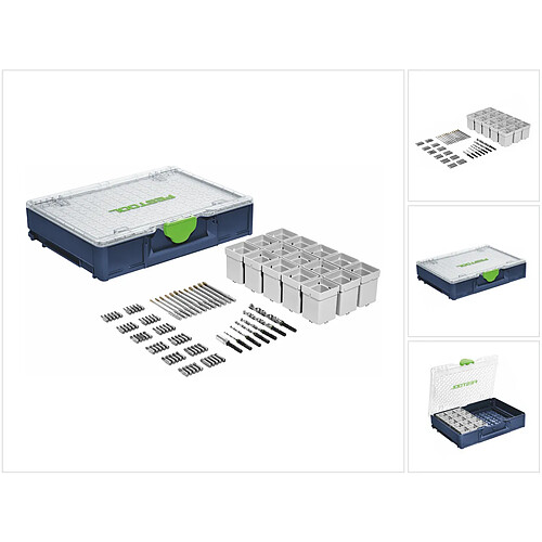 Festool SYS3 ORG M89 CE-M Systainer Organizer blue, special edition + Set d'accessories CENTROTEC - 94 pcs. ( 576931 )