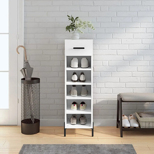 Maison Chic Armoire à Chaussures,Meuble de Rangement à Chaussures blanc 30x35x105 cm bois d'ingénierie -MN46242