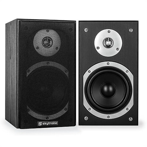 Skytronic SHFB55B Paire d'enceintes Hifi de bibliothèque 140W - noir Skytronic