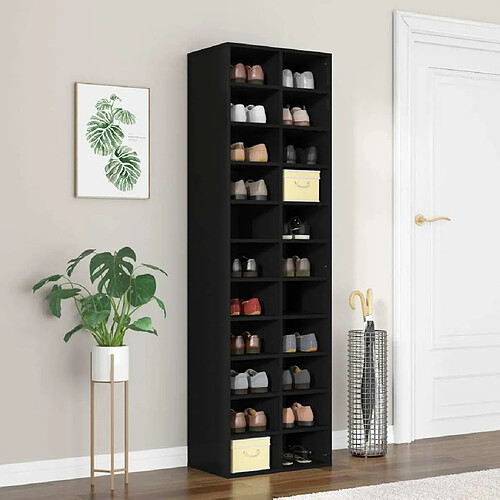 Maison Chic Armoire à Chaussures Noir,Meuble de Rangement à Chaussures 54 x 34 x 183 cm bois d'ingénierie -MN56236