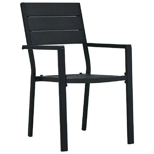 Maison Chic Lot de 4 Chaises de jardin,Fauteuil d'extérieur Noir PEHD Aspect de bois -MN35236