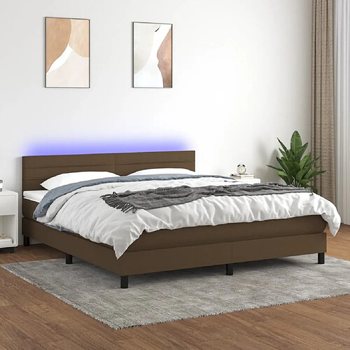 Sommier à lattes,Cadre à lattes de lit pour Adulte matelas et LED Marron foncé 160x200 cm -MN18498