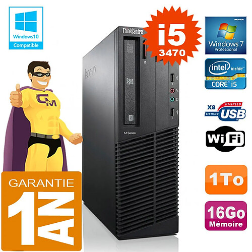 PC Lenovo M92p SFF Core I5-3470 Ram 16Go Disque 1 To Graveur DVD Wifi W7 · Occasion