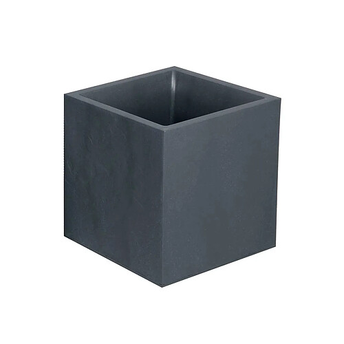 Jardinière carrée Volcania effet pierre 39,5 x 39,5 x 43,5 cm - 31 L - Gris anthracite - Eda